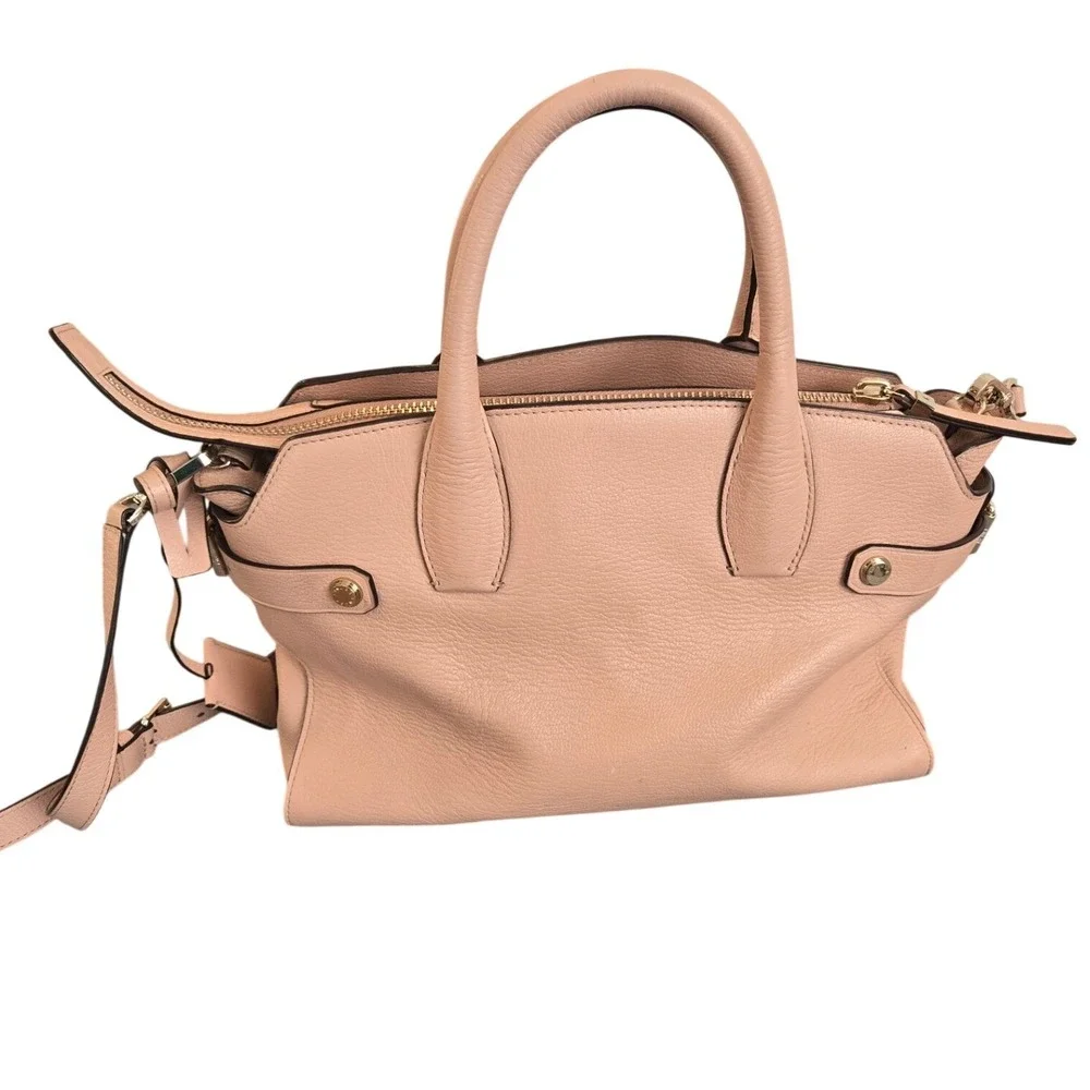 Henri‎ Bendel Pink Carlyle Satchel Bag Purse Crossbody Gold Hardware Luxury Chic